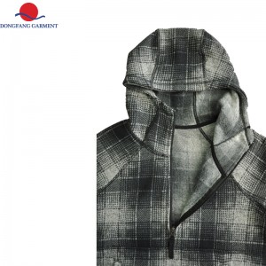 BLACK AND WHITE CHECKED HOODED JACKET